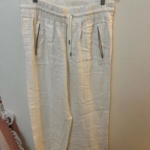 Athleta 100% Linen Women’s Off-White Pants with Zipper Pockets